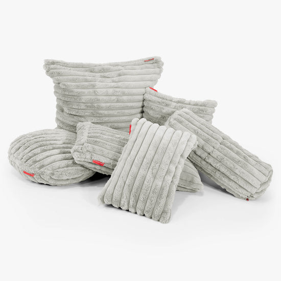 Housse de Traversin 20 x 55cm - Velours Côtelé Ultra Pelucheux Vert Sauge 03