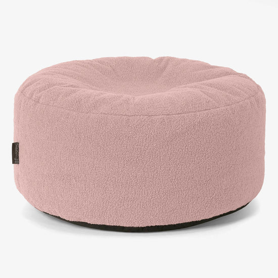 Pouf Design Rond - Bouclé Rose 01
