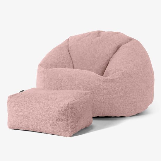 Pouf Poire Classique - Bouclé Rose 02