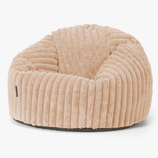 Pouf Poire Classique - Velours Côtelé Ultra Pelucheux Pêche 01