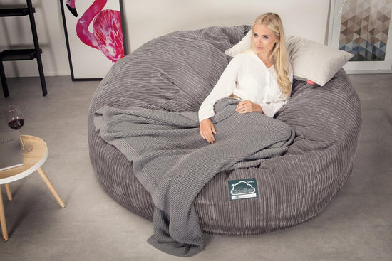 Lounge Pug, CloudSac 3000 XXL, Grand Canapé Pouf à Mémoire de Forme, Gros Pouf Sofa, Côtelé Anthracite