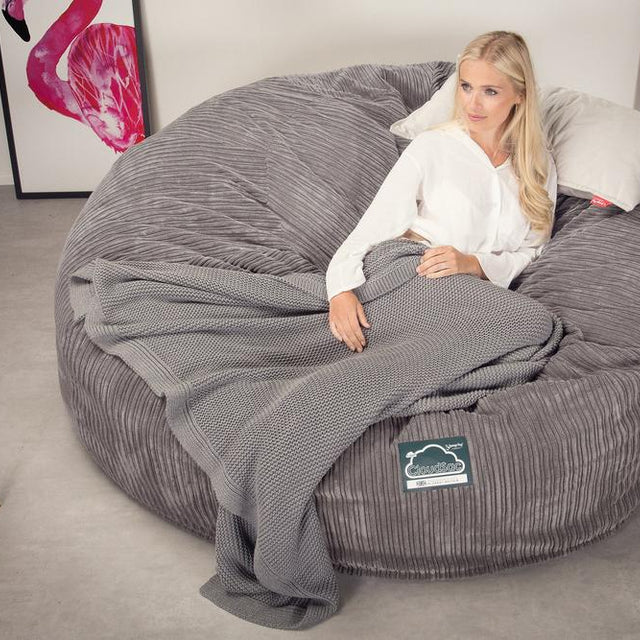Lounge Pug, CloudSac 3000 XXL, Grand Canapé Pouf à Mémoire de Forme, Gros Pouf Sofa, Côtelé Anthracite