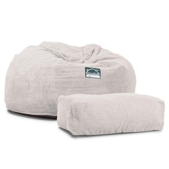 Lounge Pug, CloudSac 1010 XXL, Canapé Pouf Géant XXL à Mémoire de Forme, Gros Pouf Sofa, Pompon Crème