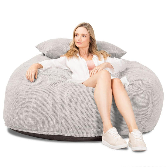 Lounge Pug, CloudSac 1010 XXL, Canapé Pouf Géant XXL à Mémoire de Forme, Gros Pouf Sofa, Pompon Crème