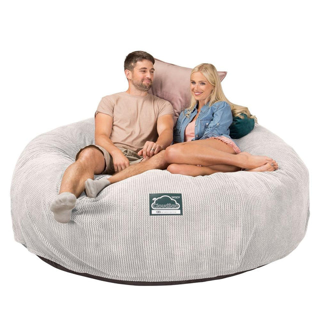 Lounge Pug, CloudSac 3000 XXL, Grand Canapé Pouf à Mémoire de Forme, Gros Pouf Sofa, Pompon Crème