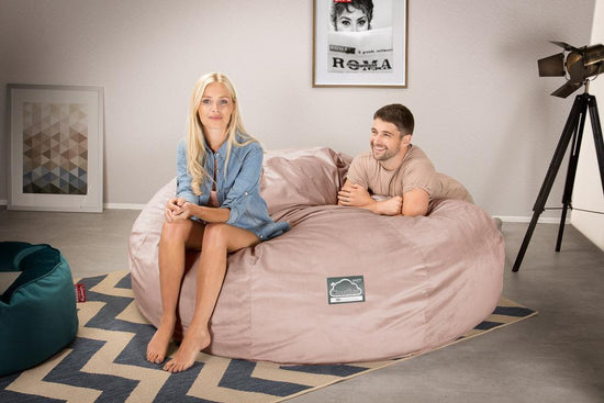 Lounge Pug, CloudSac 3000 XXL, Grand Canapé Pouf à Mémoire de Forme, Gros Pouf Sofa, Velours Rose