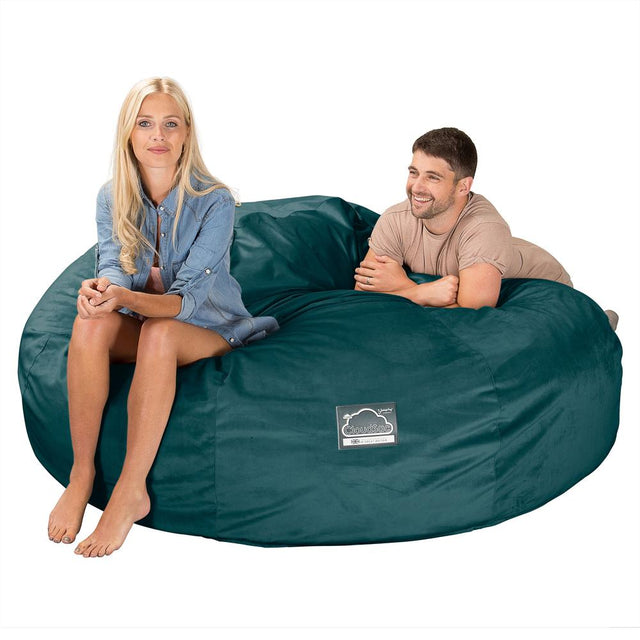 Lounge Pug, CloudSac 3000 XXL, Grand Canapé Pouf à Mémoire de Forme, Gros Pouf Sofa, Velours Mer Égéé