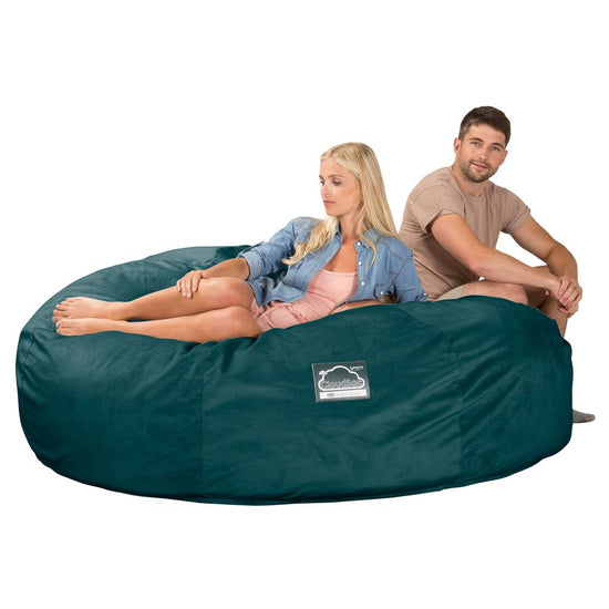 Lounge Pug, CloudSac 3000 XXL, Grand Canapé Pouf à Mémoire de Forme, Gros Pouf Sofa, Velours Mer Égéé