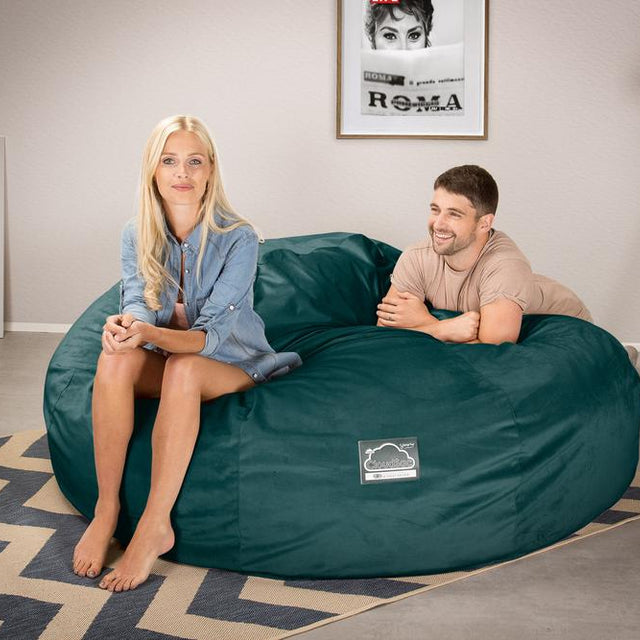 Lounge Pug, CloudSac 3000 XXL, Grand Canapé Pouf à Mémoire de Forme, Gros Pouf Sofa, Velours Mer Égéé