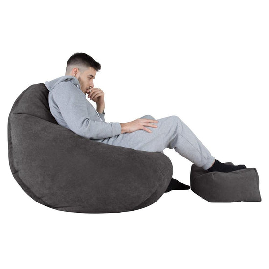 LOUNGE PUG - Pouf Poire Gamer - Poire - Gaufre Anthracite