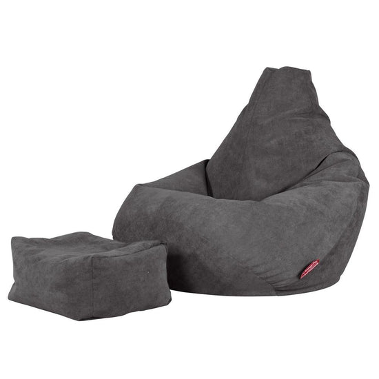 LOUNGE PUG - Pouf Poire Gamer - Poire - Gaufre Anthracite