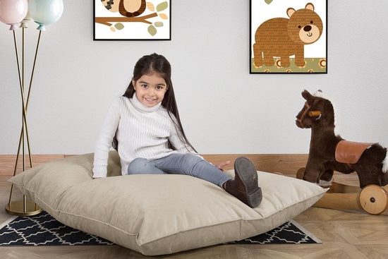 LOUNGE PUG - Velours - Gros Pouf Enfant, Pouf Geant Enfant - Vison