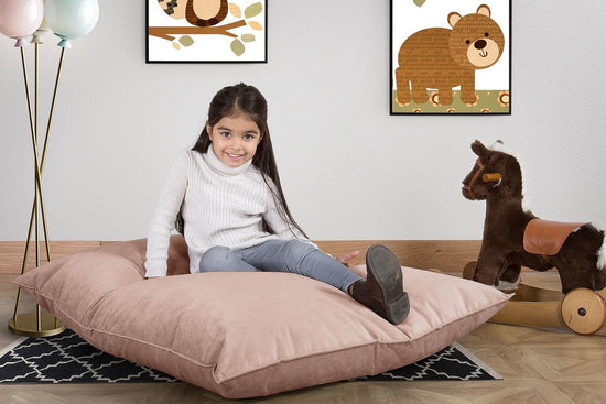 LOUNGE PUG - Velours - Gros Pouf Enfant, Pouf Geant Enfant - Rose