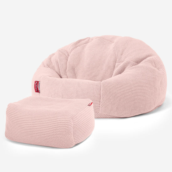 LOUNGE PUG - Ellos Tricoté - Pouf Poire Classique - Bébé rose