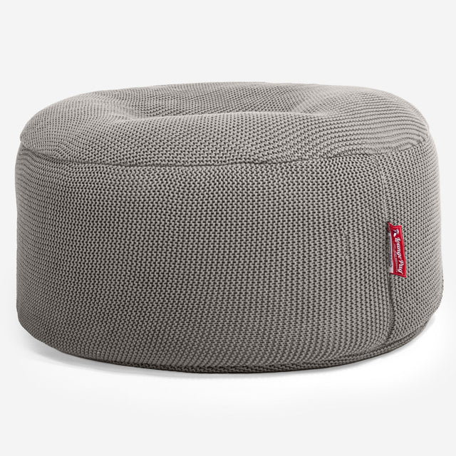 LOUNGE PUG - Ellos Tricoté - Pouf Design Rond - Gris