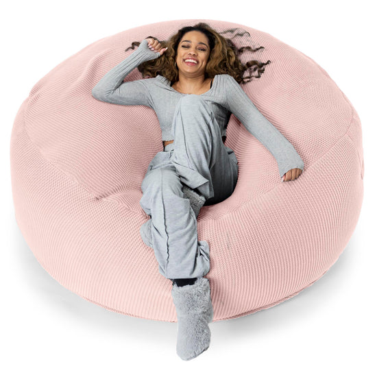 LOUNGE PUG - Ellos Tricoté - Canapé Pouf Géant 'Grande Mammouth' - Pouf Canapé - Gros Pouf - Bébé rose