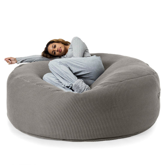 LOUNGE PUG - Ellos Tricoté - Canapé Pouf Géant 'Grande Mammouth' - Pouf Canapé - Gros Pouf - Gris