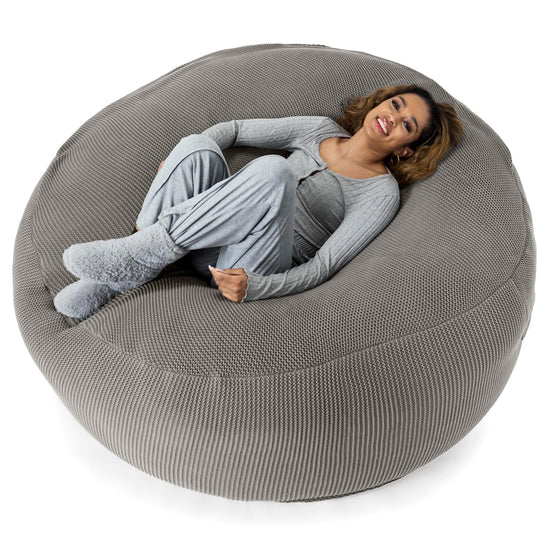 LOUNGE PUG - Ellos Tricoté - Canapé Pouf Géant 'Grande Mammouth' - Pouf Canapé - Gros Pouf - Gris