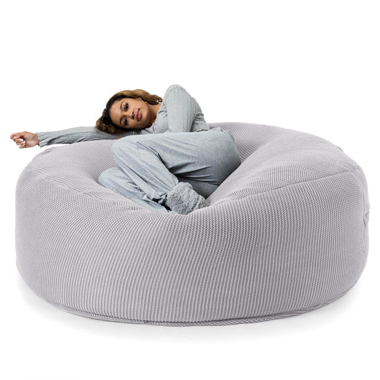 LOUNGE PUG - Ellos Tricoté - Canapé Pouf Géant 'Grande Mammouth' - Pouf Canapé - Gros Pouf - Gris clair