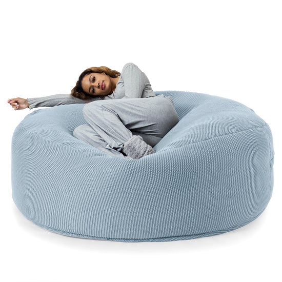 LOUNGE PUG - Ellos Tricoté - Canapé Pouf Géant 'Grande Mammouth' - Pouf Canapé - Gros Pouf - Bleu Brumeux