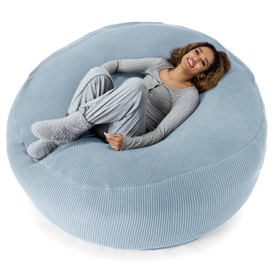 LOUNGE PUG - Ellos Tricoté - Canapé Pouf Géant 'Grande Mammouth' - Pouf Canapé - Gros Pouf - Bleu Brumeux