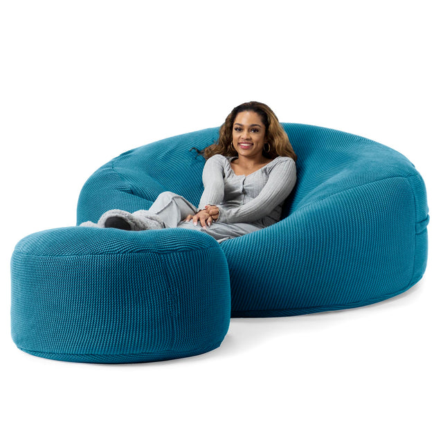 LOUNGE PUG - Ellos Tricoté - Canapé Pouf Géant 'Grande Mammouth' - Pouf Canapé - Gros Pouf - Mer égée