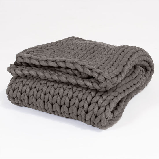 Lounge Pug - Couverture lestée pour Adulte - lourde - apaisante contre l'anxiété - Tricot épais Gris - 5 KG 135 x 150 cm