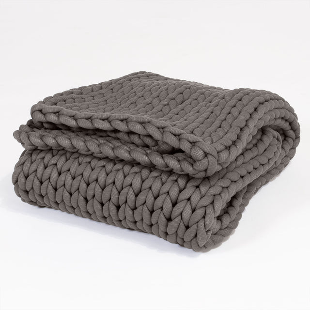 Lounge Pug - Couverture lestée pour Adulte - lourde - apaisante contre l'anxiété - Tricot épais Gris - 5 KG 135 x 150 cm