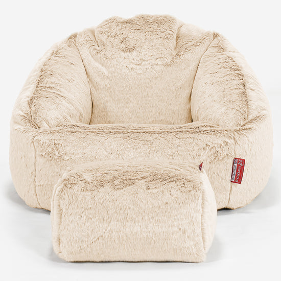 Pouf Chaise Bubble - Fausse Fourrure Lapin Blanc 02