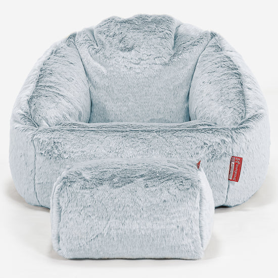 Pouf Chaise Bubble - Fausse Fourrure Lapin Bleu Pastel 02