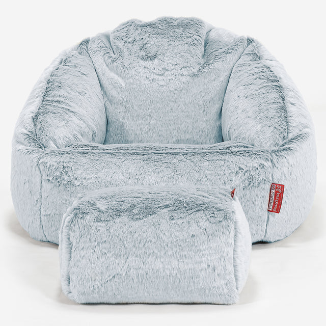 Pouf Chaise Bubble - Fausse Fourrure Lapin Bleu Pastel 02