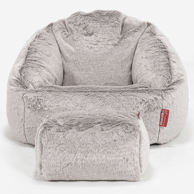 Pouf Chaise Bubble - Fausse Fourrure Lapin Gris clair 02