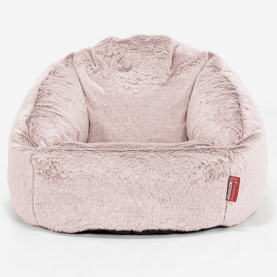 Pouf Chaise Bubble - Fausse Fourrure Lapin Rose Pastel 01