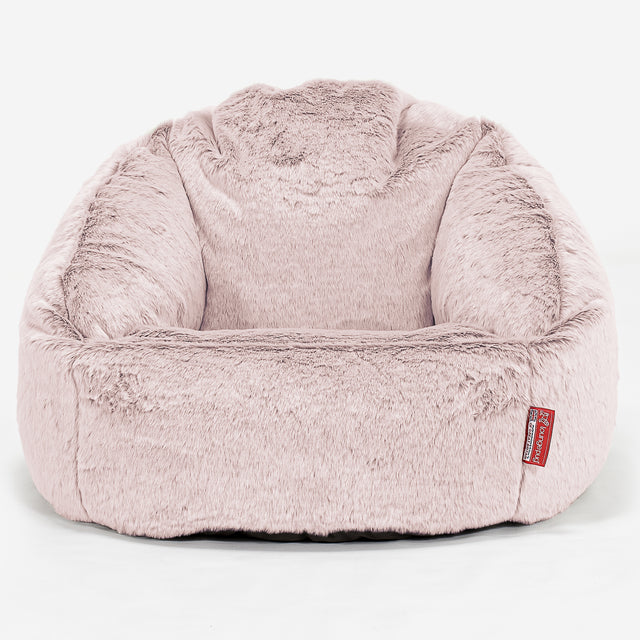 Pouf Chaise Bubble - Fausse Fourrure Lapin Rose Pastel 01