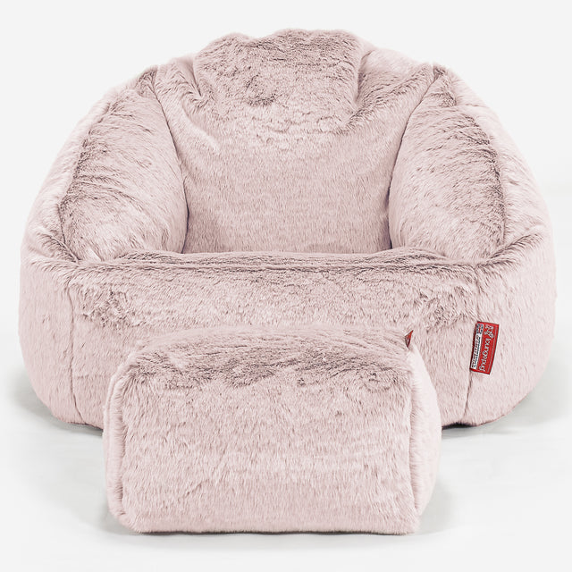 Pouf Chaise Bubble - Fausse Fourrure Lapin Rose Pastel 02