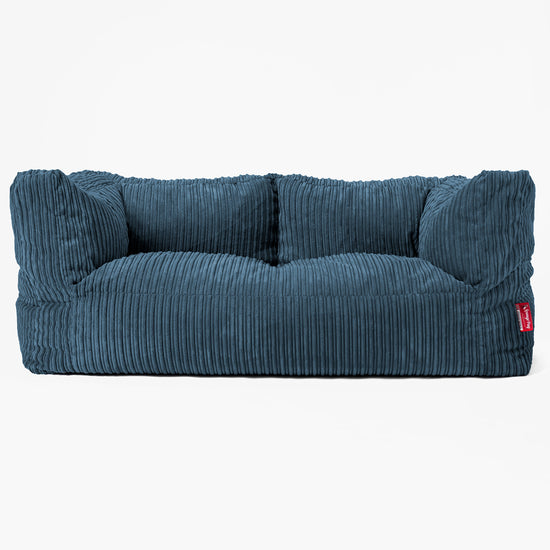 Canapé Pouf Géant Albert pour Enfants 2 places 2-14 ans - Côtelé Bleu Marine 02