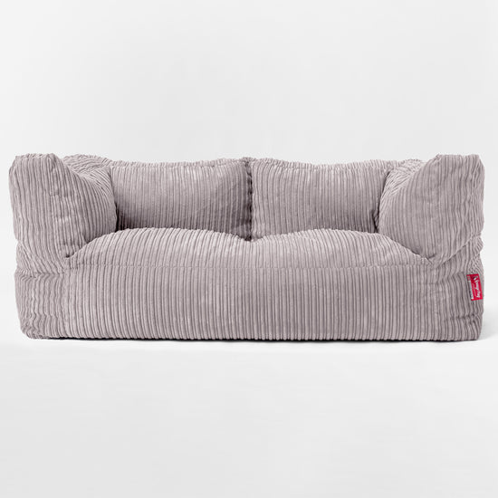 Canapé Pouf Géant Albert pour Enfants 2 places 2-14 ans - Côtelé Gris Argent 03