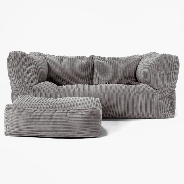 Canapé Pouf Albert 2 places - Côtelé Anthracite 02