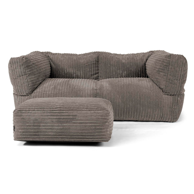 Canapé Pouf Albert 2 places - Côtelé Anthracite 02