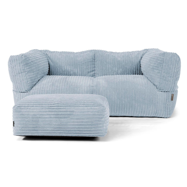 Canapé Pouf Albert 2 places - Côtelé Bébé Bleu 02