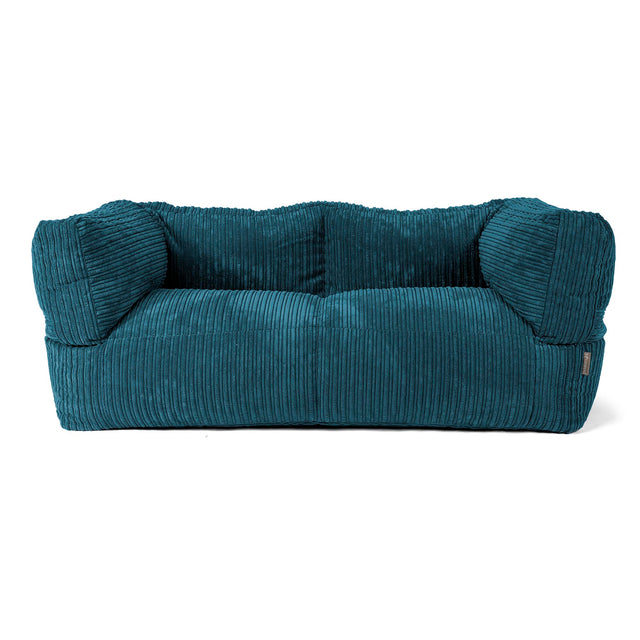 Canapé Pouf Albert 2 places - Côtelé Bleu Canard 01