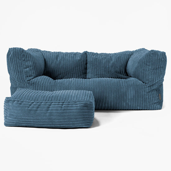 Canapé Pouf Albert 2 places - Côtelé Bleu Marine 02