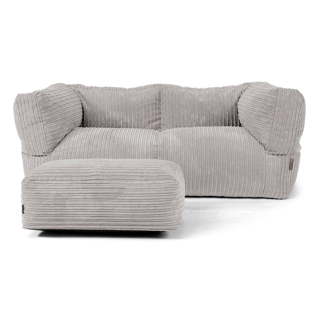 Canapé Pouf Albert 2 places - Côtelé Gris Argent 02