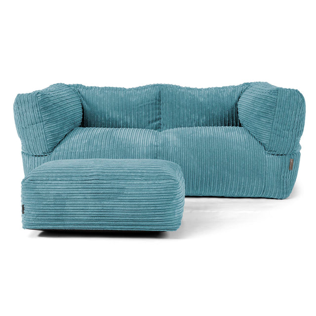 Canapé Pouf Albert 2 places - Côtelé Mer Égéé 02