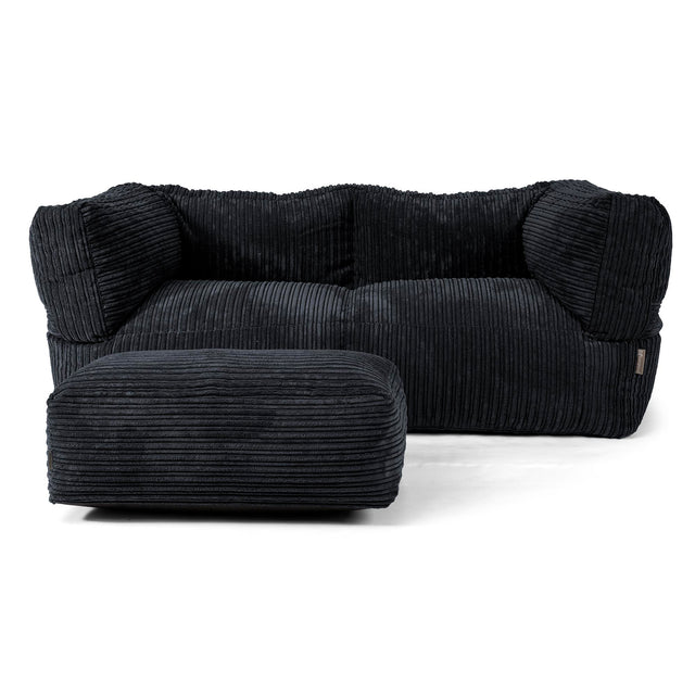 Canapé Pouf Albert 2 places - Côtelé Noir 02