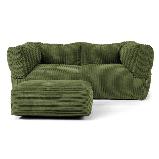 Canapé Pouf Albert 2 places - Côtelé Vert Forêt 02