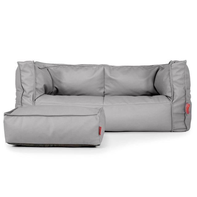 Canapé Pouf Albert 2 places - Cuir Végan Gris 02