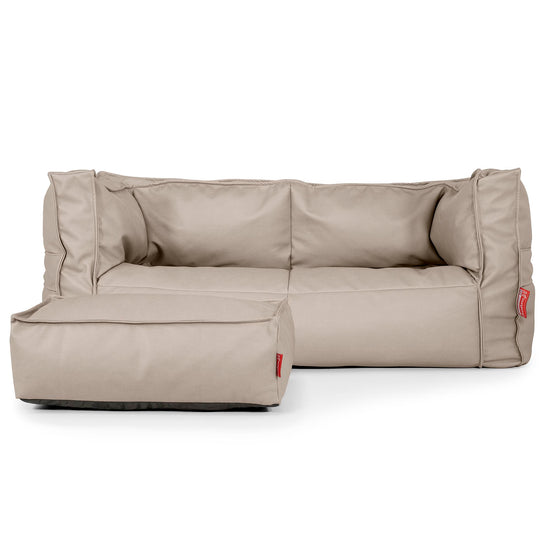 Canapé Pouf Albert 2 places - Cuir Végan Ivoire 02