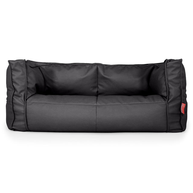 Canapé Pouf Albert 2 places - Cuir Végan Noir 01