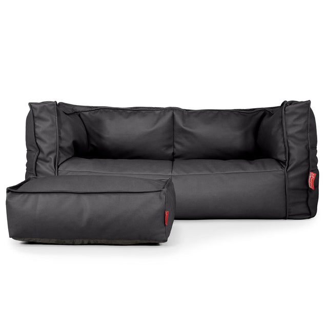 Canapé Pouf Albert 2 places - Cuir Végan Noir 02